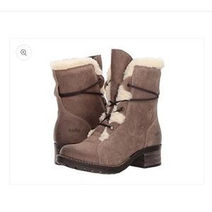 Taos Women Leather Furkle Combat Boots Lace Up Taupe Size US 7-7.5 EUR 38